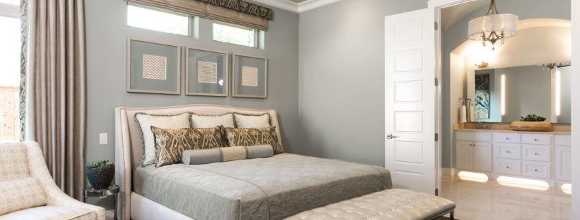 Village Park Master Bedroom With Lights | Sterling Brook Custom Homes | North Texas Custom Home Builder